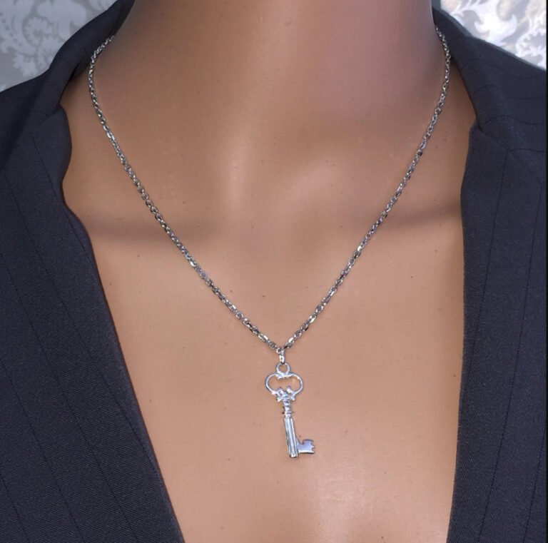 A woman with a chasity key on her neck