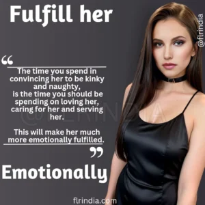 A beautiful woman with Female Led Relationship Femdom caption