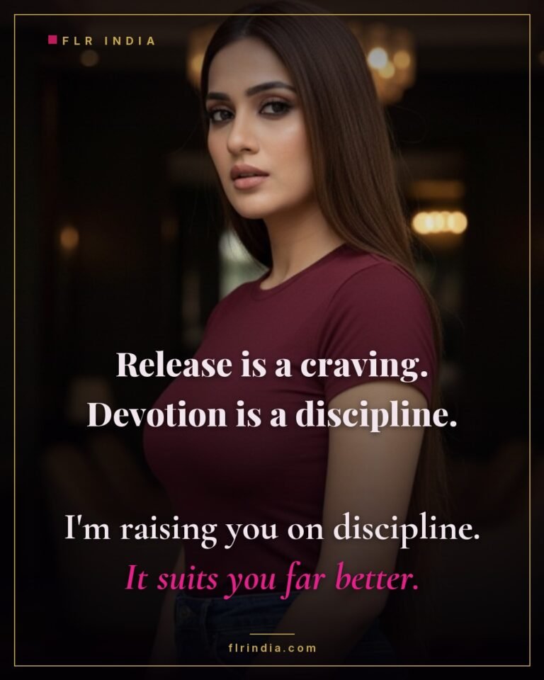 Femdom caption — wife trades her husband's craving for release for disciplined devotion.