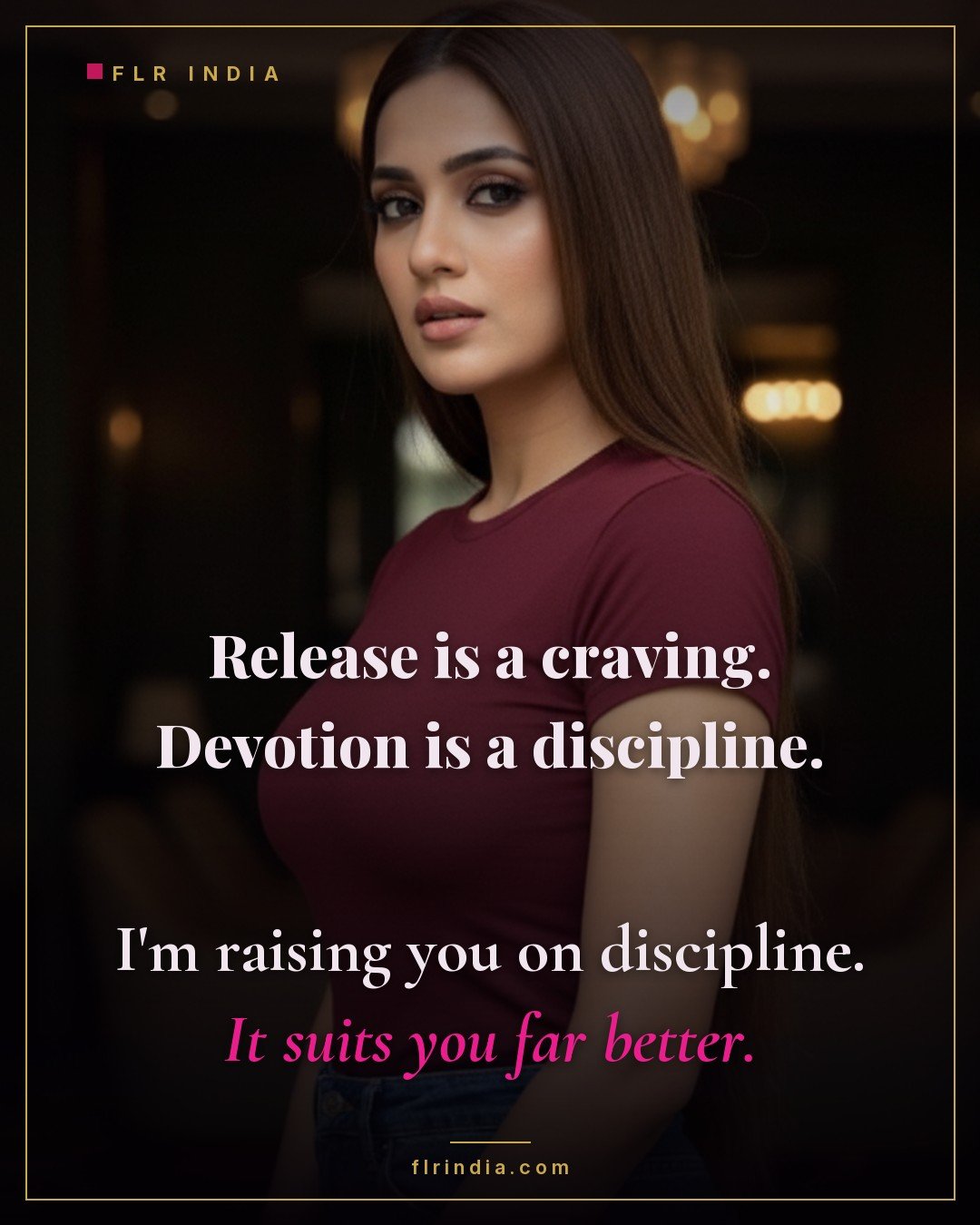 Femdom caption — wife trades her husband's craving for release for disciplined devotion.