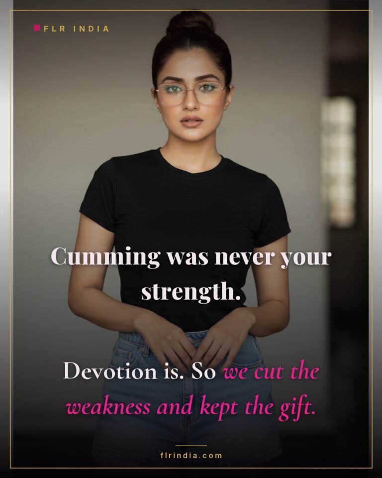 Femdom caption — wife reframes denial as keeping her husband's real strength, devotion.