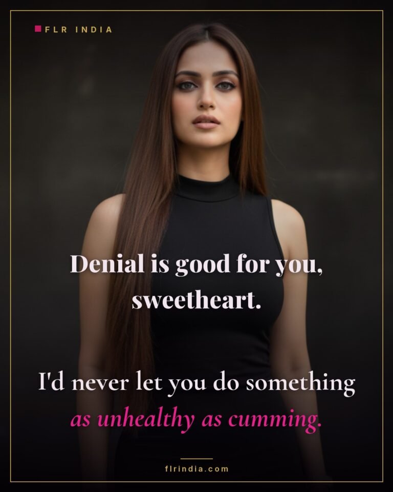 Femdom caption — dominant wife reframes orgasm denial as healthy care for her husband.