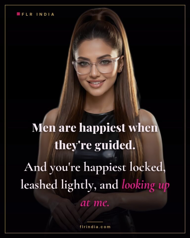 Femdom caption — wife says her husband is happiest guided, locked and devoted.
