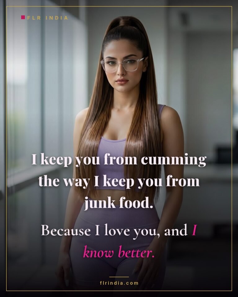 Femdom caption — wife frames denial as loving care, like keeping him healthy.