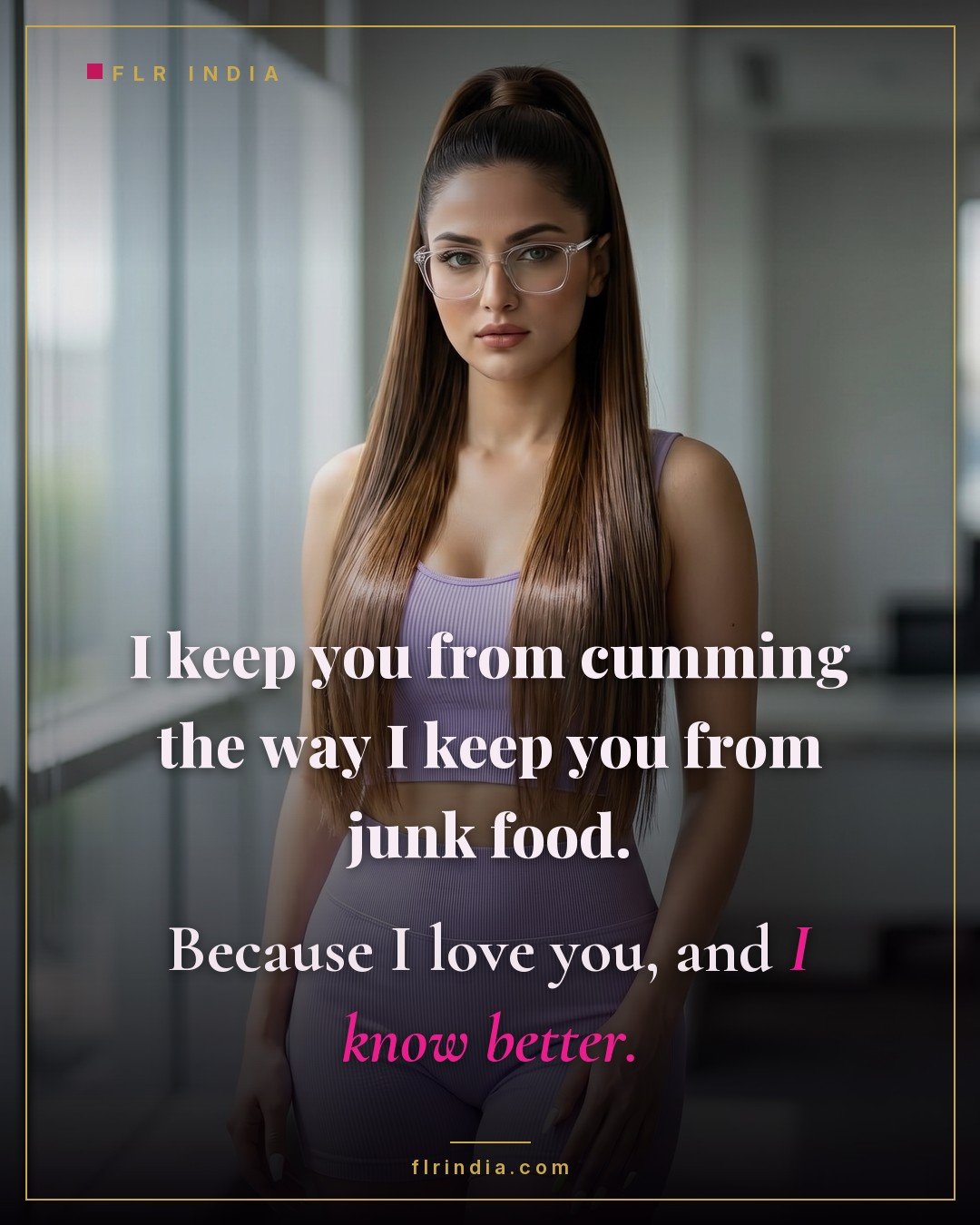 Femdom caption — wife frames denial as loving care, like keeping him healthy.
