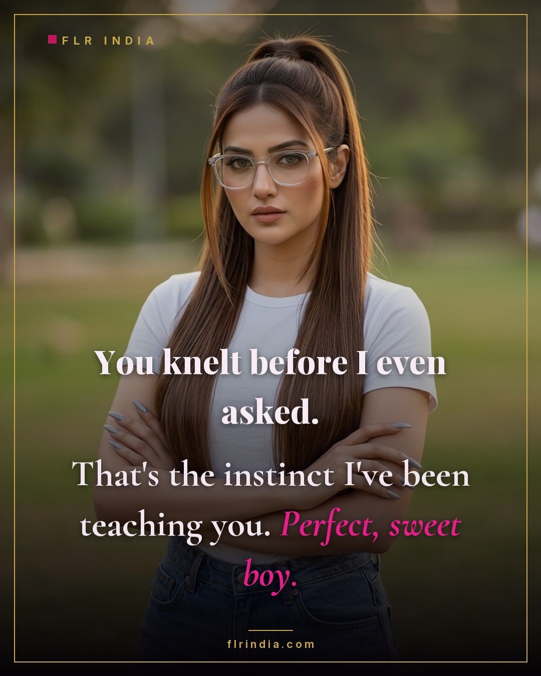 Good boy caption — wife praises her husband for kneeling and serving by instinct.