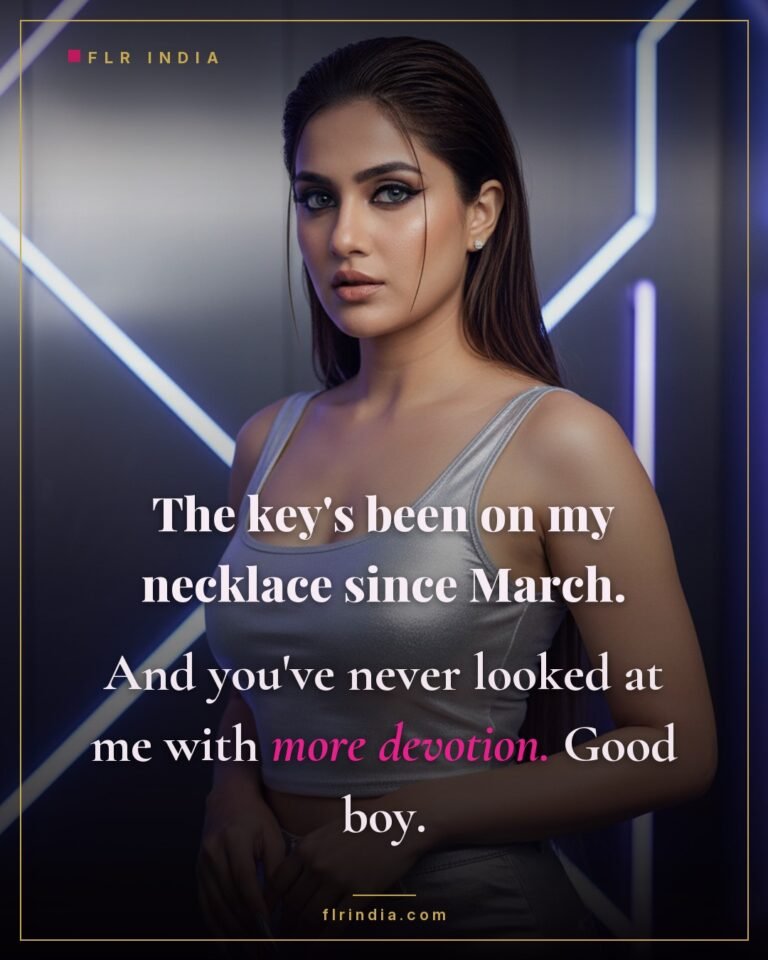 Keyholder caption — wife wears the key to her husband's chastity cage on her necklace.