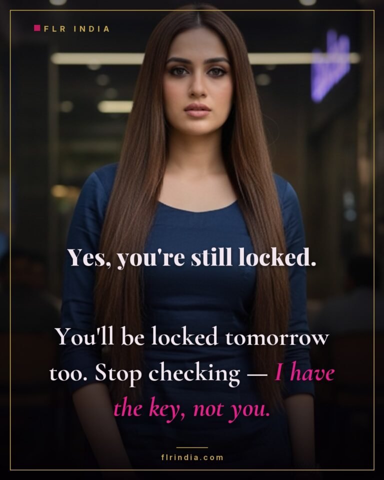 Locked husband caption — wife reminds her husband he remains caged and she holds the key.
