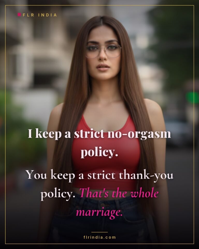 Orgasm denial caption — wife enforces a strict no-orgasm policy on her husband.