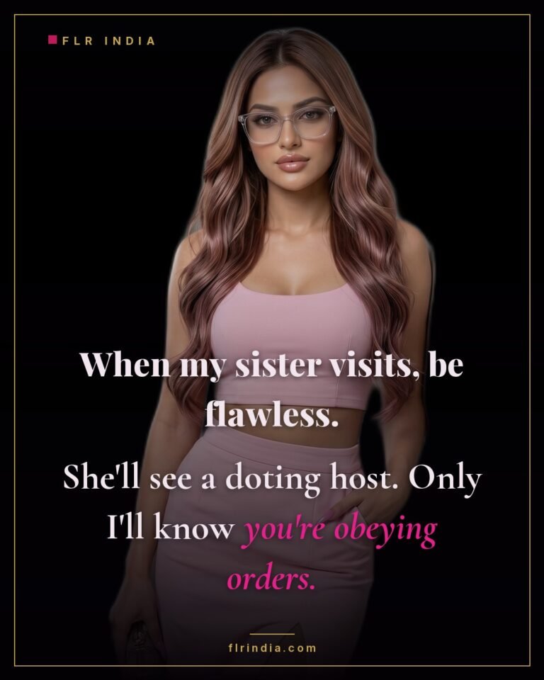 FLR caption — wife orders her husband to be a flawless host so only she knows he is obeying orders.