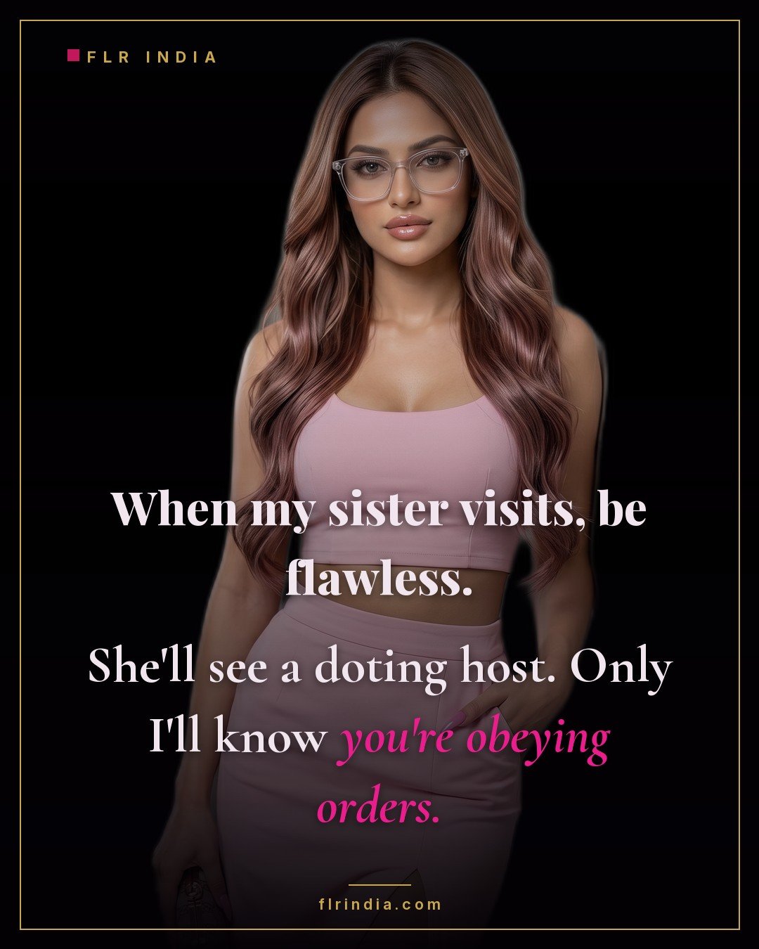 FLR caption — wife orders her husband to be a flawless host so only she knows he is obeying orders.