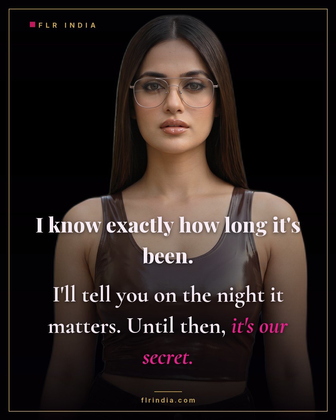 Intimate FLR caption — wife keeps the length of her husband's denial as their secret.