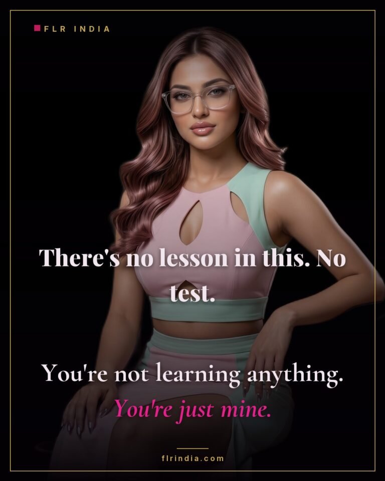 Chastity slave caption — there is no lesson and no test; he is not learning anything, he is just hers.