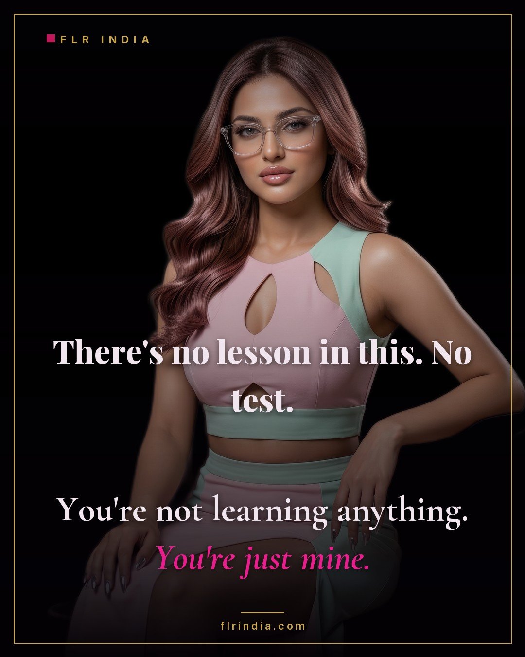 Chastity slave caption — there is no lesson and no test; he is not learning anything, he is just hers.