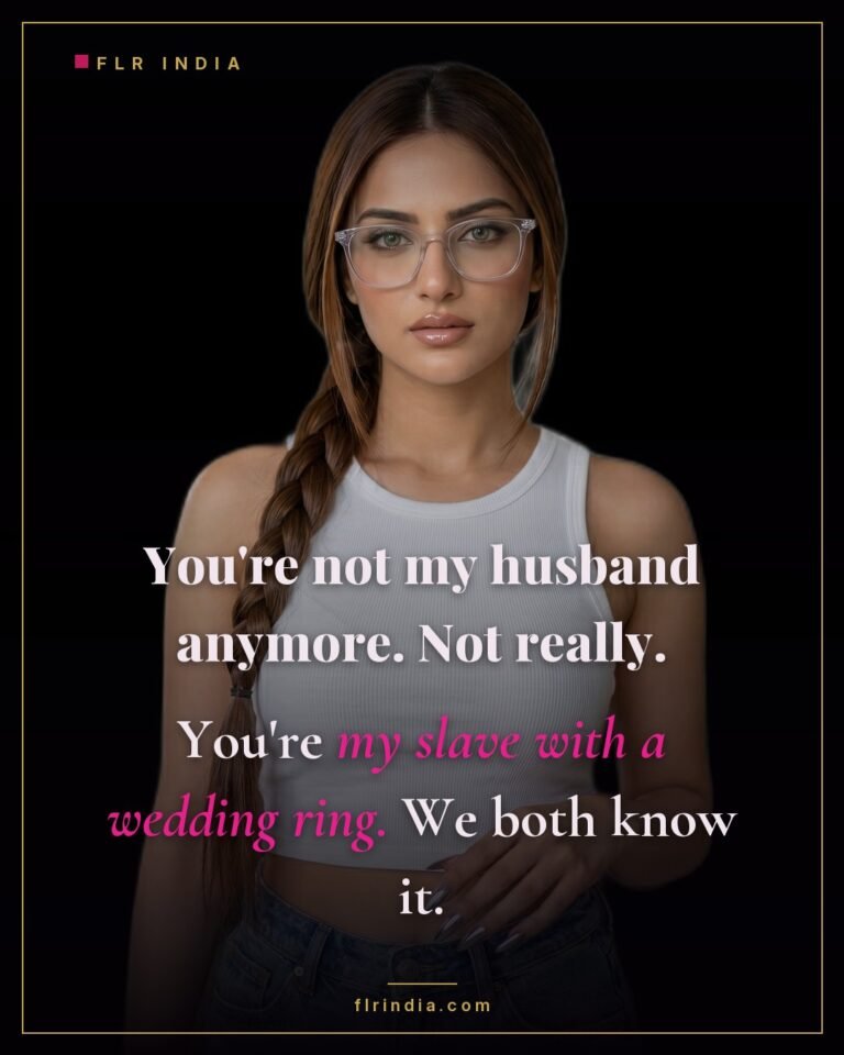 Chastity slave caption — merciless wife calls her locked husband her slave with a wedding ring.