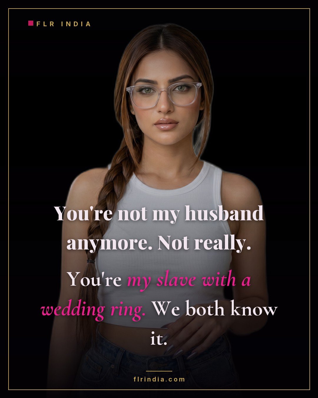 Chastity slave caption — merciless wife calls her locked husband her slave with a wedding ring.