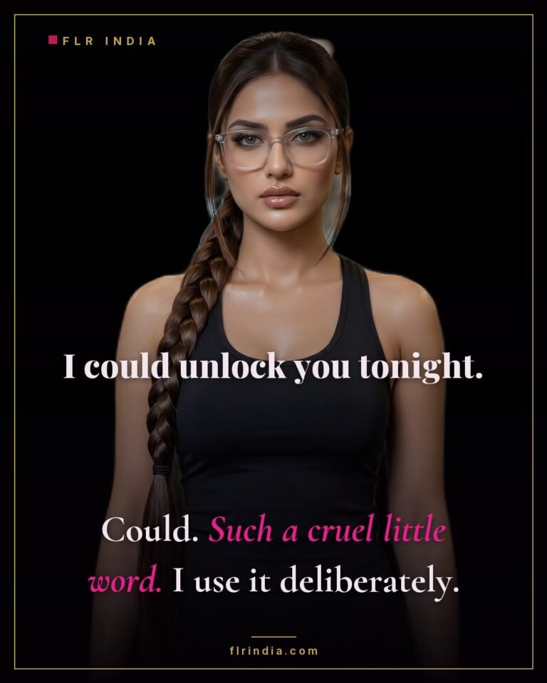 Cruel chastity caption — she could unlock him tonight; could is a cruel little word she uses deliberately.