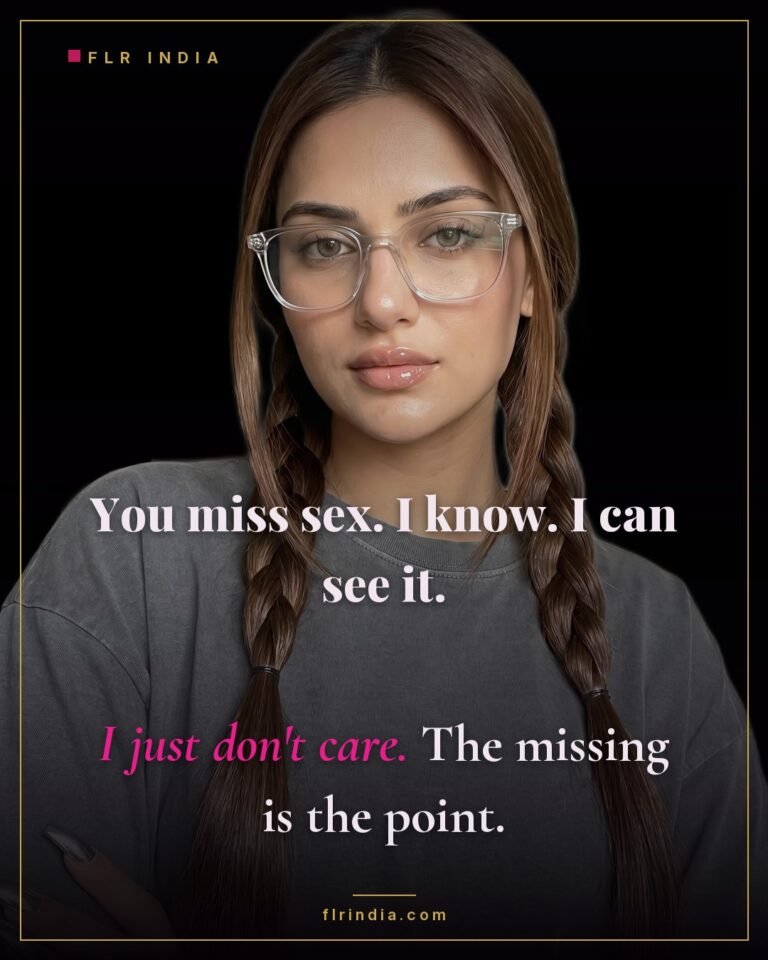 Cruel chastity caption — she sees how much he misses sex and does not care; missing it is the point.