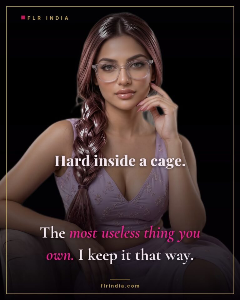 Cruel chastity caption — hard inside a cage is the most useless thing he owns, and she keeps it that way.