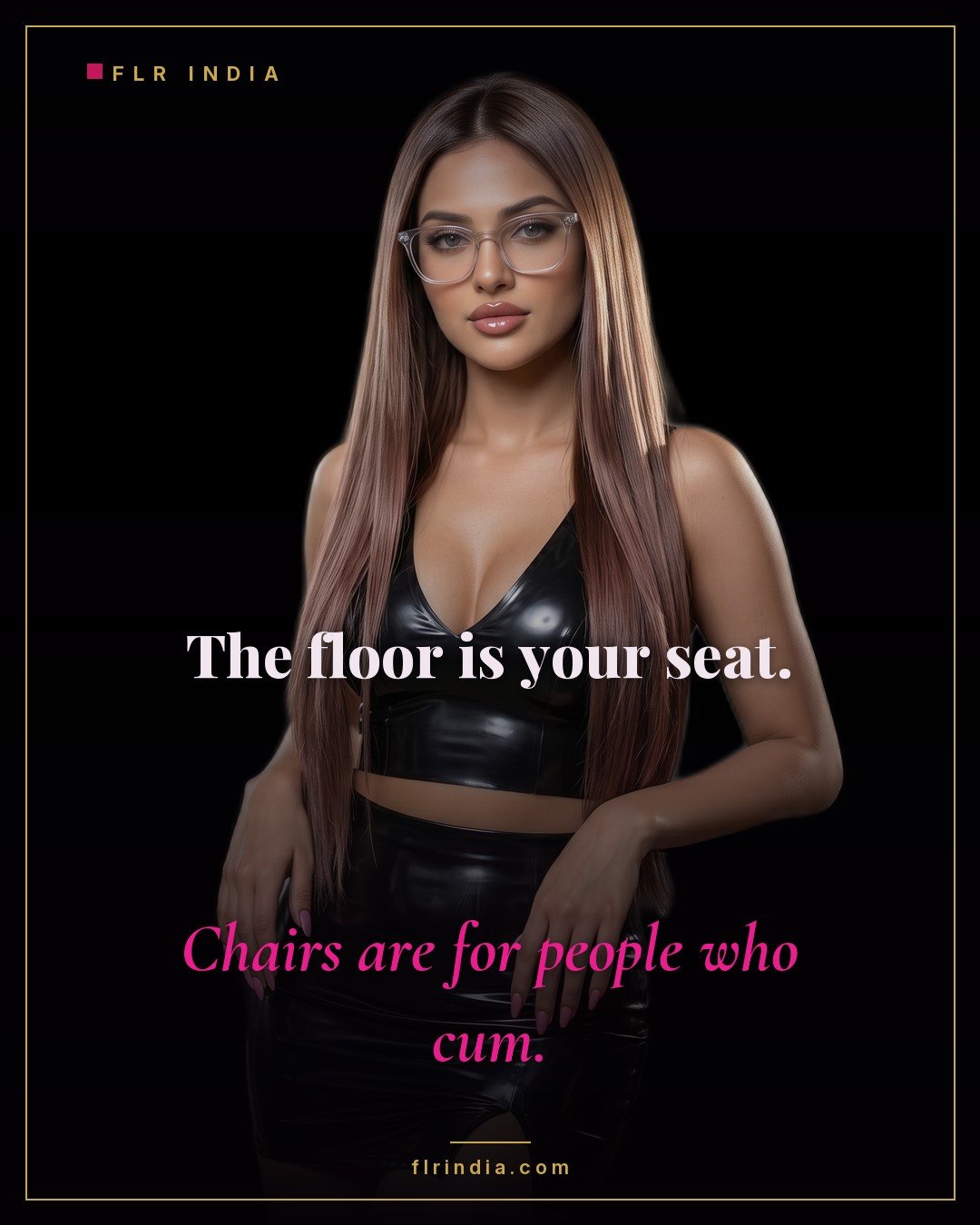 Cruel femdom caption — the floor is his seat, because chairs are for people who cum.