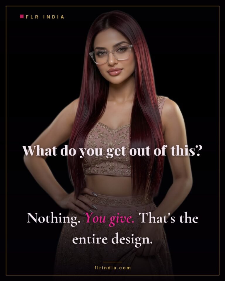 Cruel femdom caption — he gets nothing out of it; he gives, and that is the entire design.