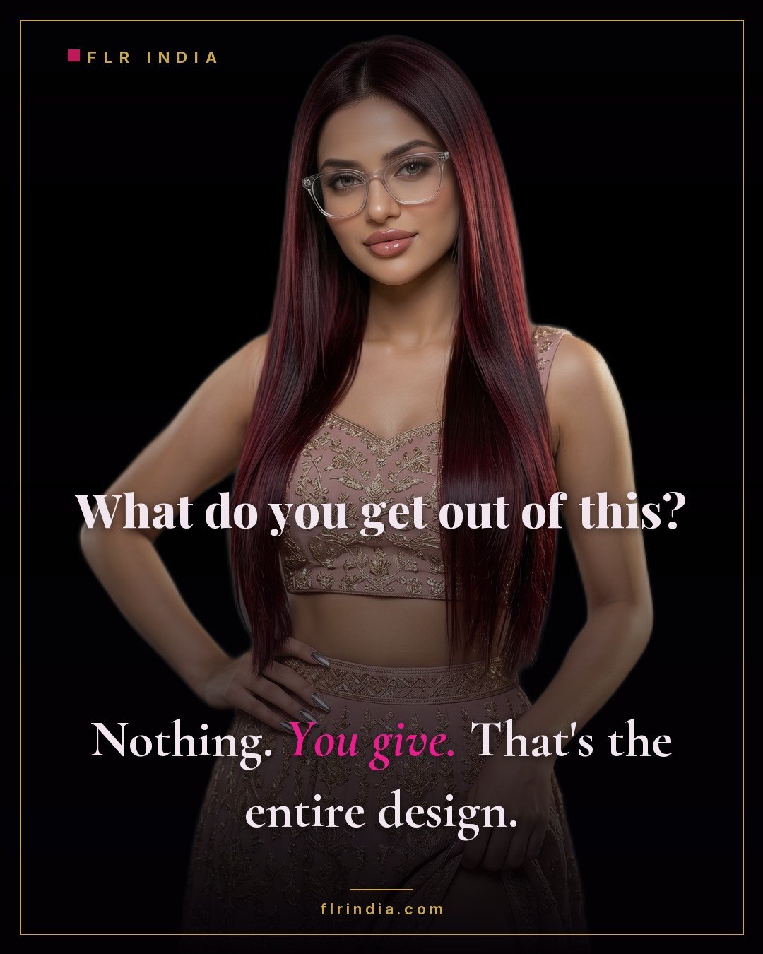 Cruel femdom caption — he gets nothing out of it; he gives, and that is the entire design.