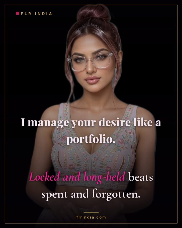 Femdom chastity caption — dominant wife manages her husband's desire like a portfolio, locked and long-held.
