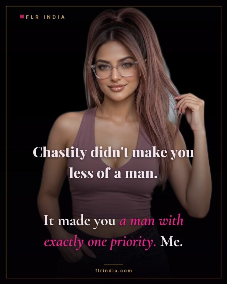 Femdom chastity caption — dominant wife reframes chastity as giving her husband exactly one priority: her.