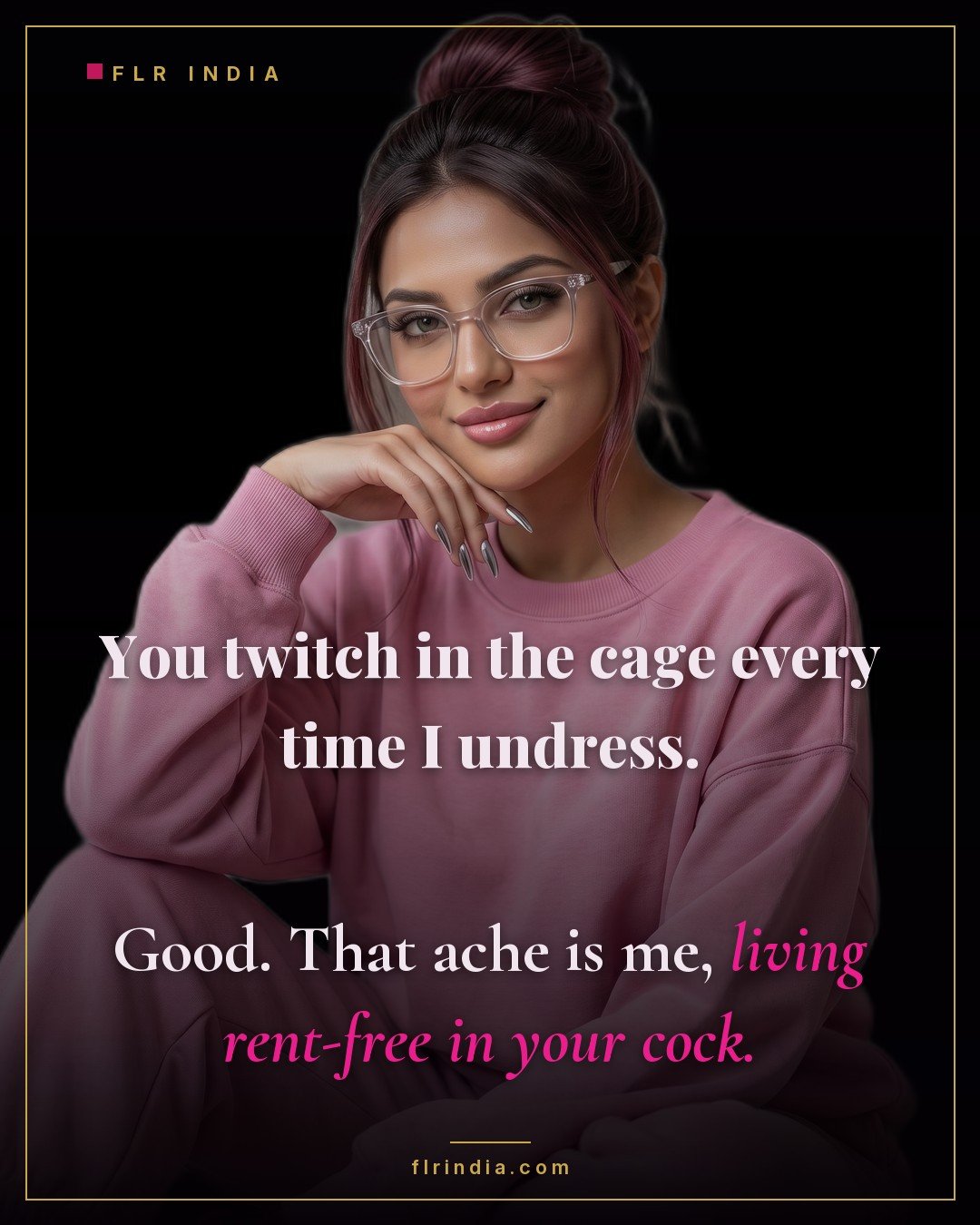 Femdom chastity caption — wife enjoys that her caged husband aches whenever she undresses.