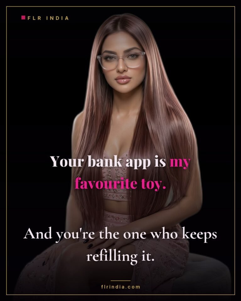 Findom caption — Goddess plays with her paypig's bank app.