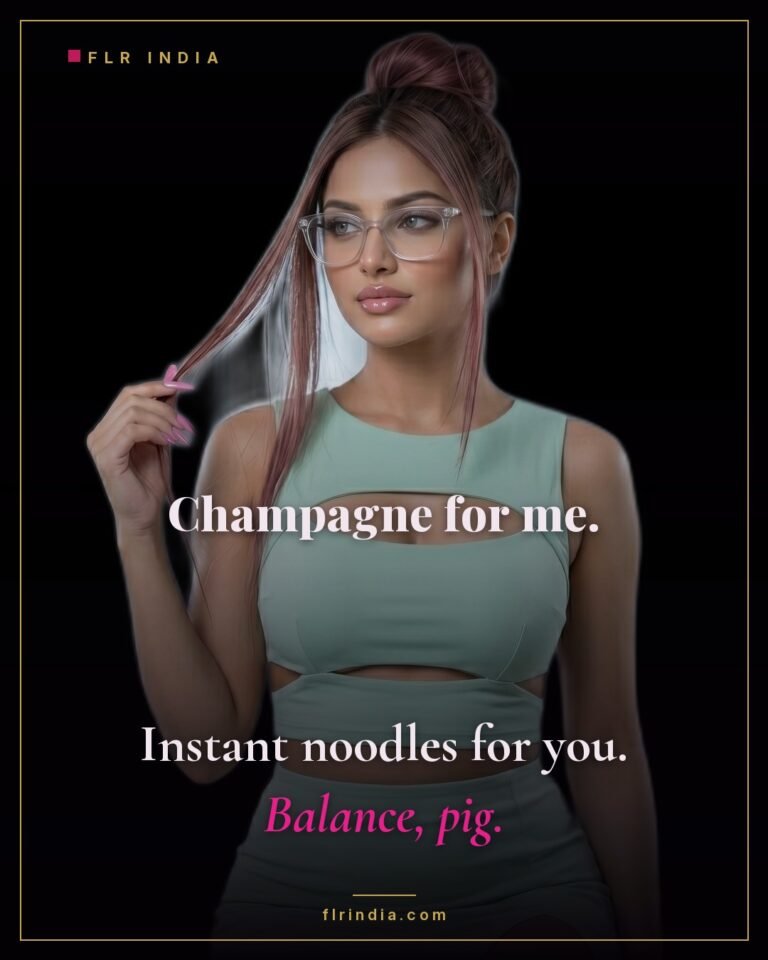 Findom caption — Goddess drinks champagne while her paypig goes without.