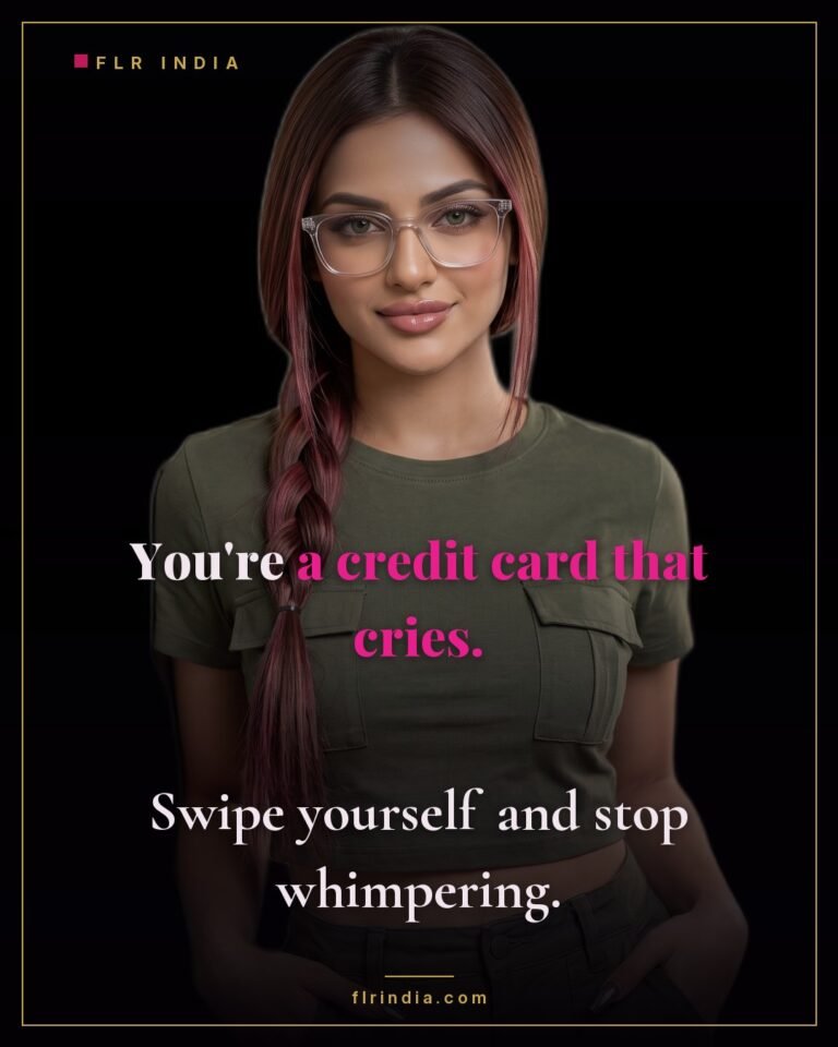 Findom caption — Goddess calls her paypig a crying credit card.