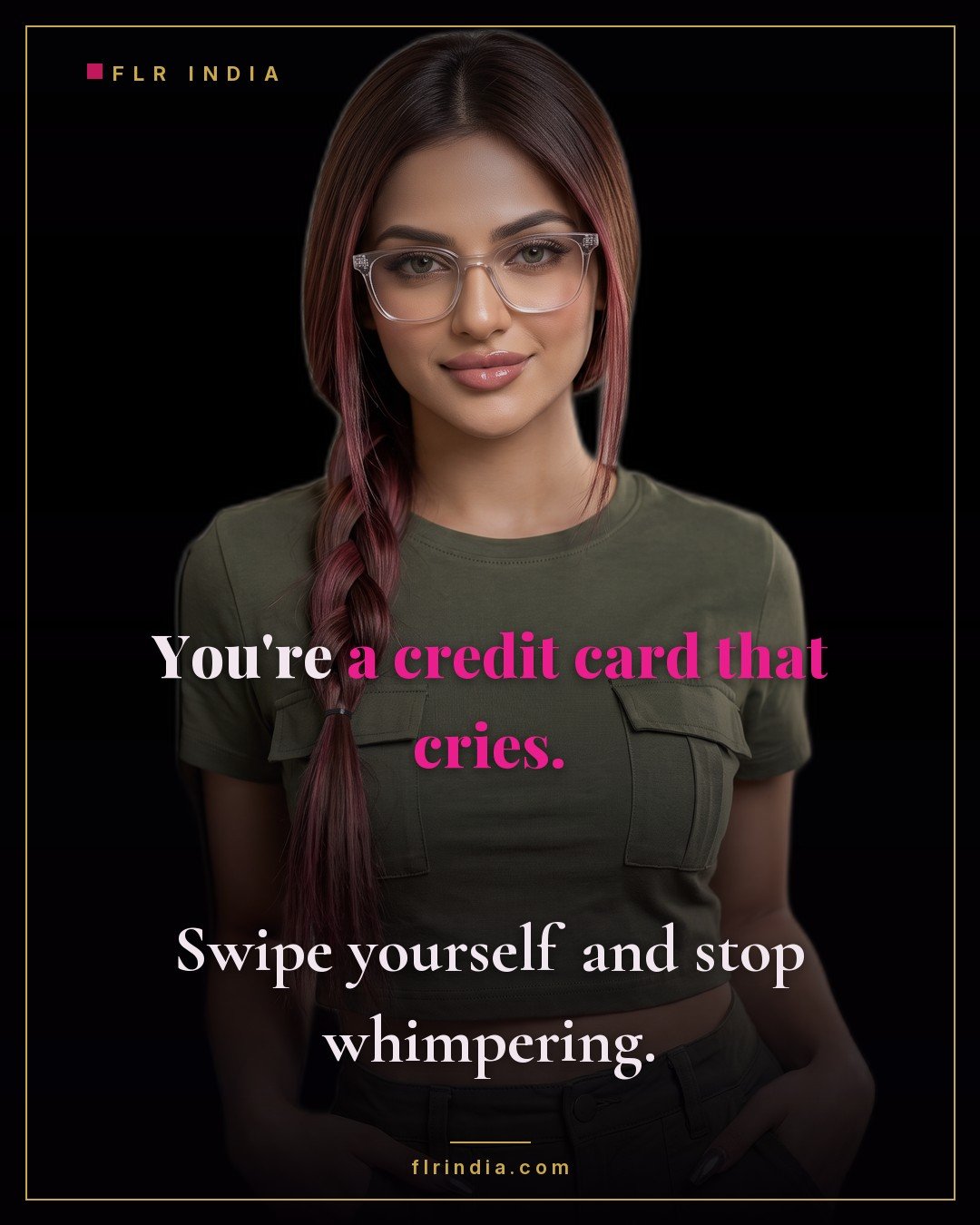 Findom caption — Goddess calls her paypig a crying credit card.