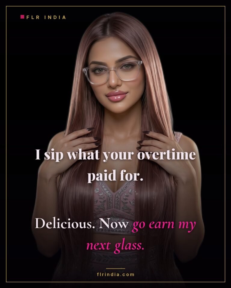 Findom caption — Goddess enjoys luxuries funded by her slave's overtime.