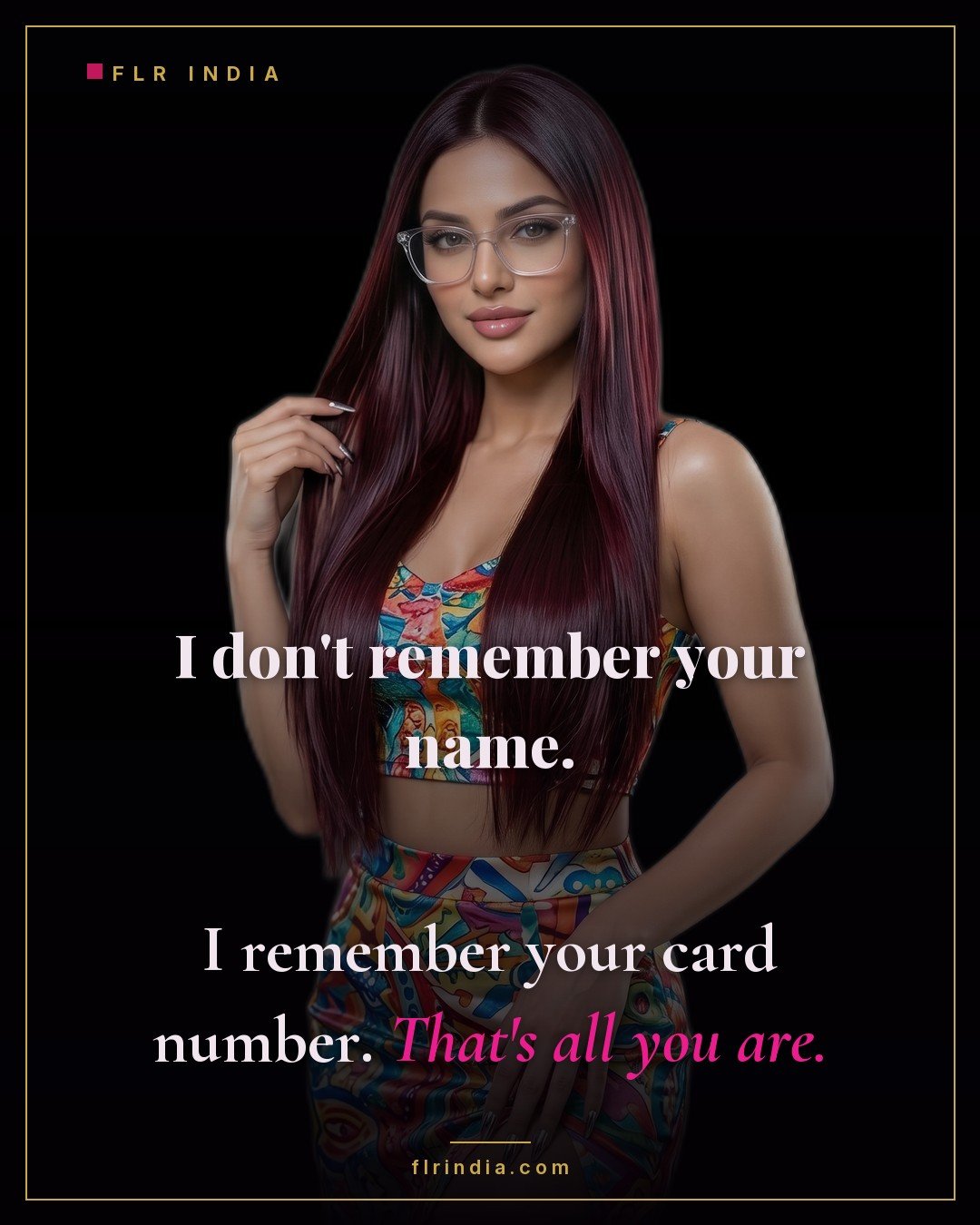 Findom caption — Goddess remembers her cash slave's card number, not his name.