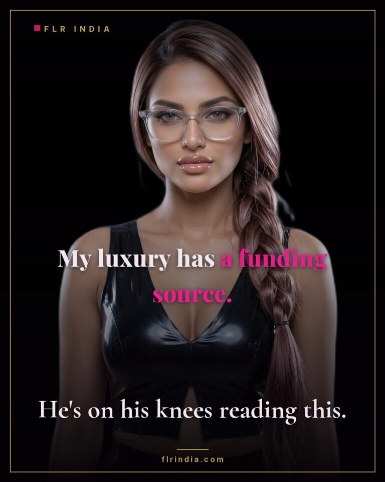 Findom caption — Goddess names her kneeling paypig as her funding source.