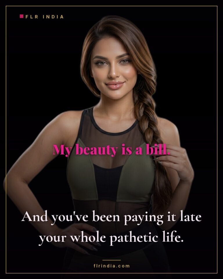 Findom caption — Goddess treats her beauty as a bill her paypig owes.