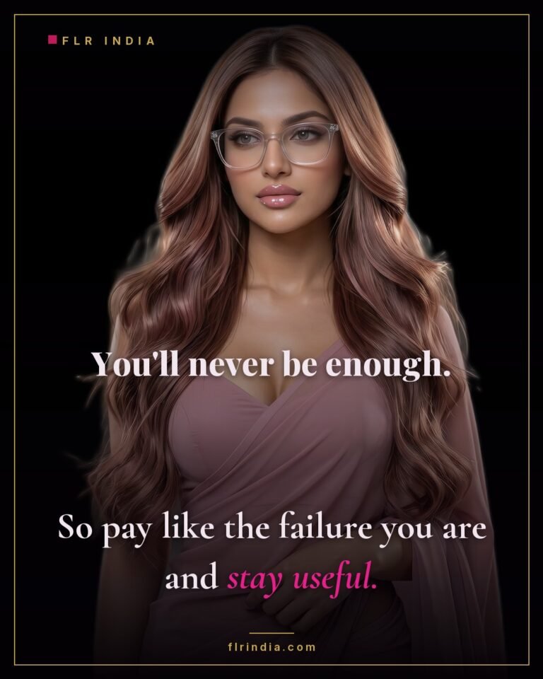 Findom caption — Goddess tells her paypig to pay because he'll never be enough.