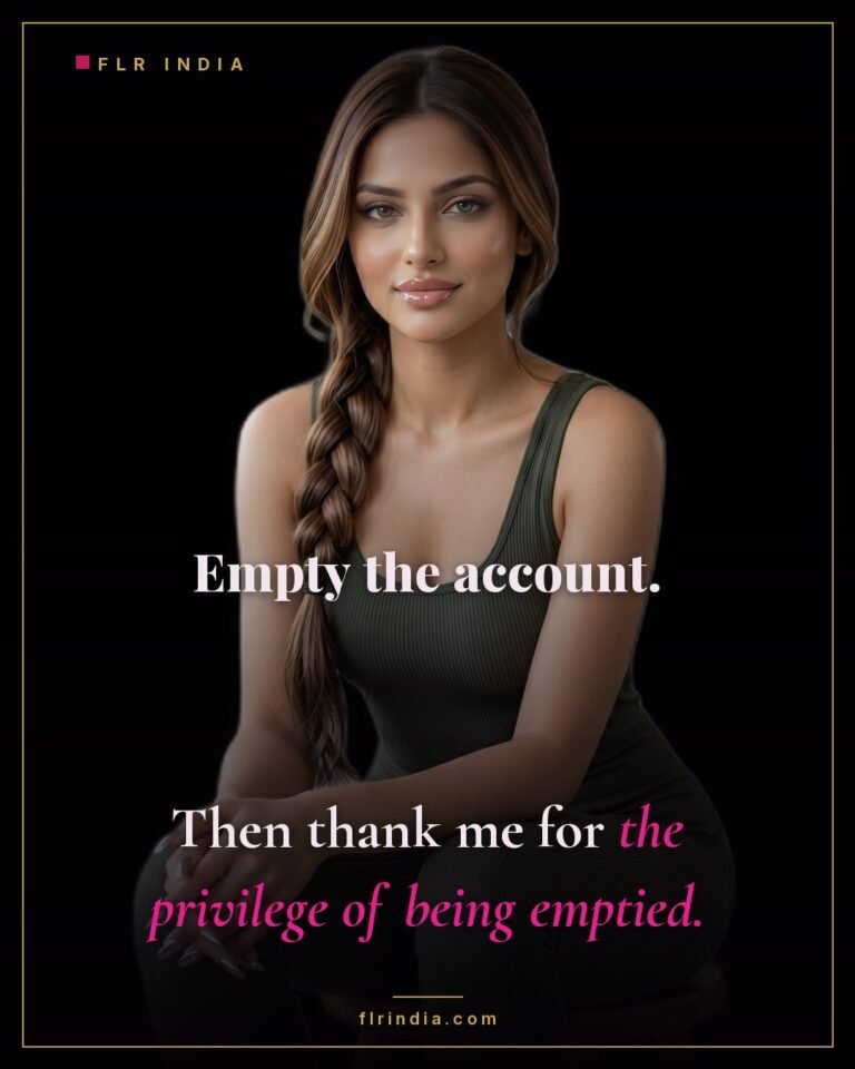 Findom caption — Goddess orders her paypig to empty his account and thank her.