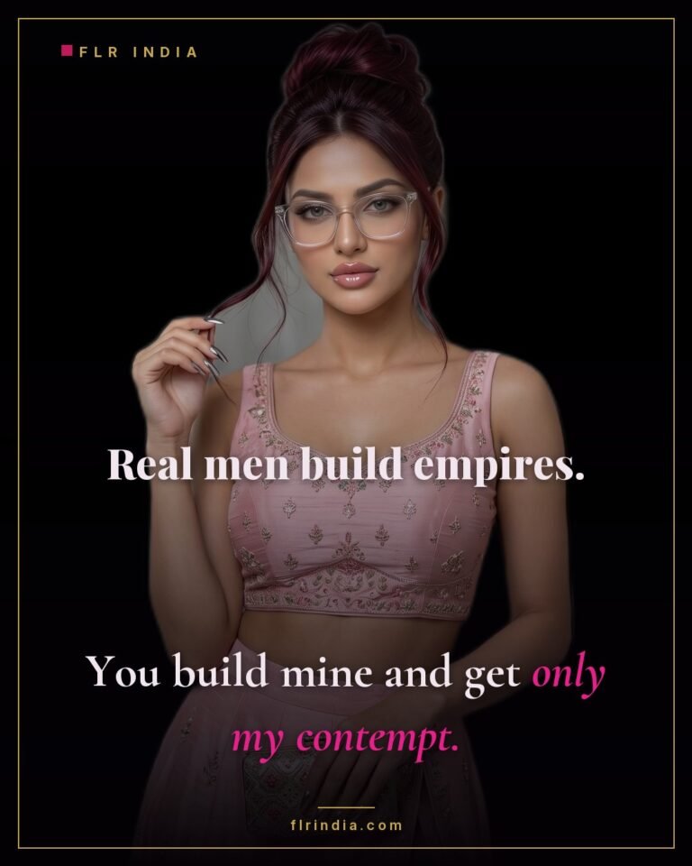 Findom caption — Goddess builds her empire on her paypig's contempt.