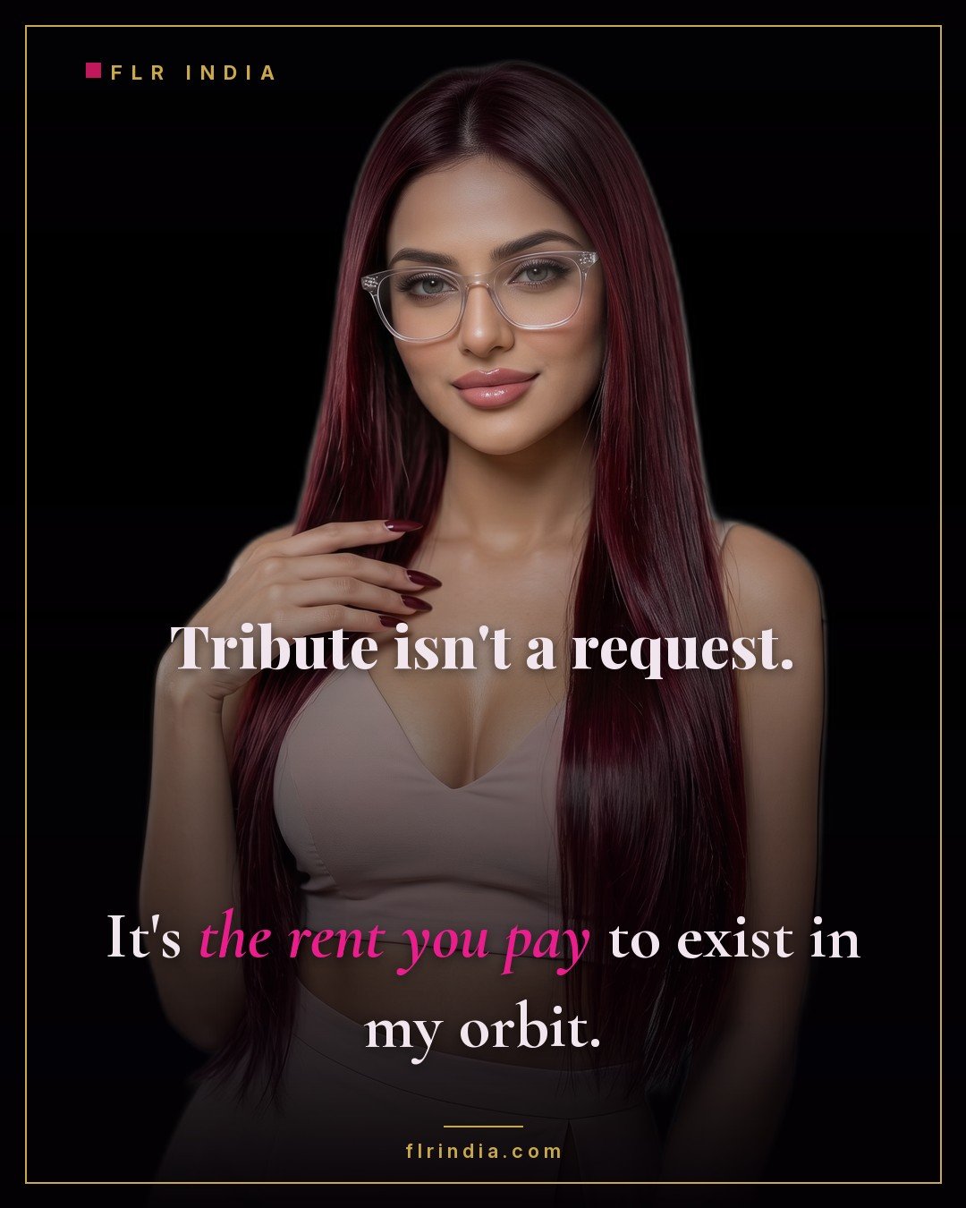 Findom caption — Goddess frames tribute as rent for her attention.