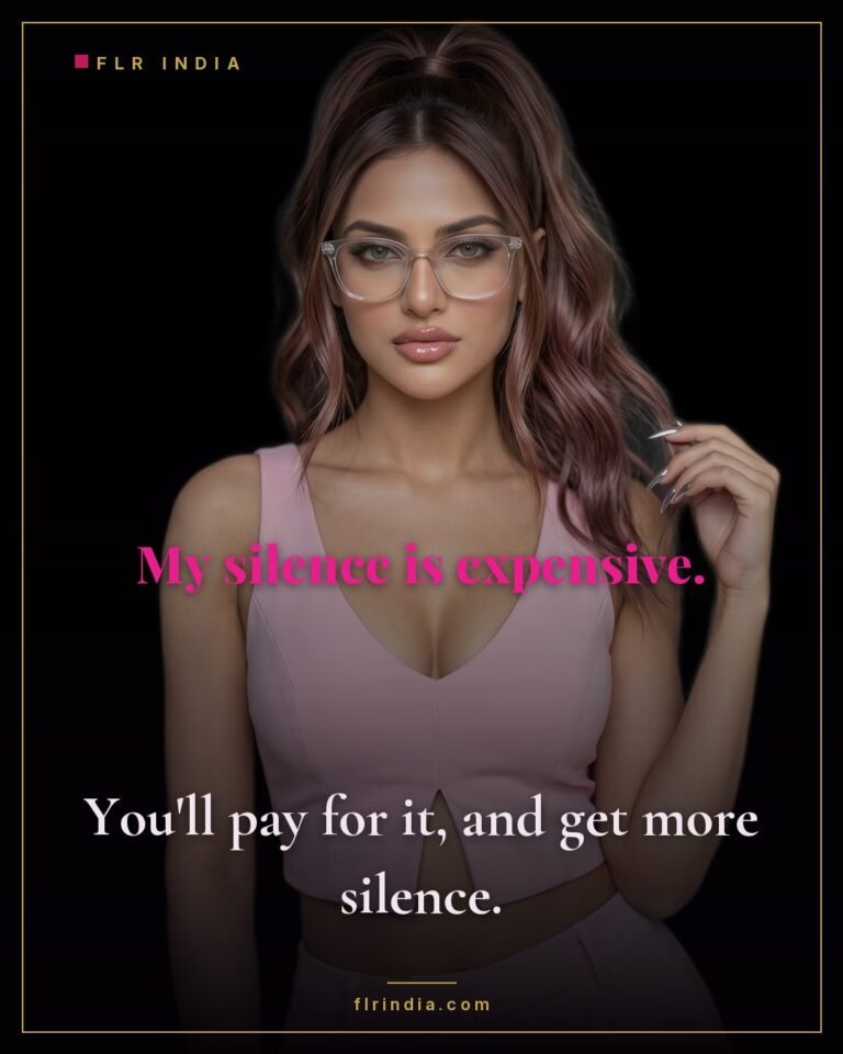Findom caption — Goddess charges her paypig for her silence.