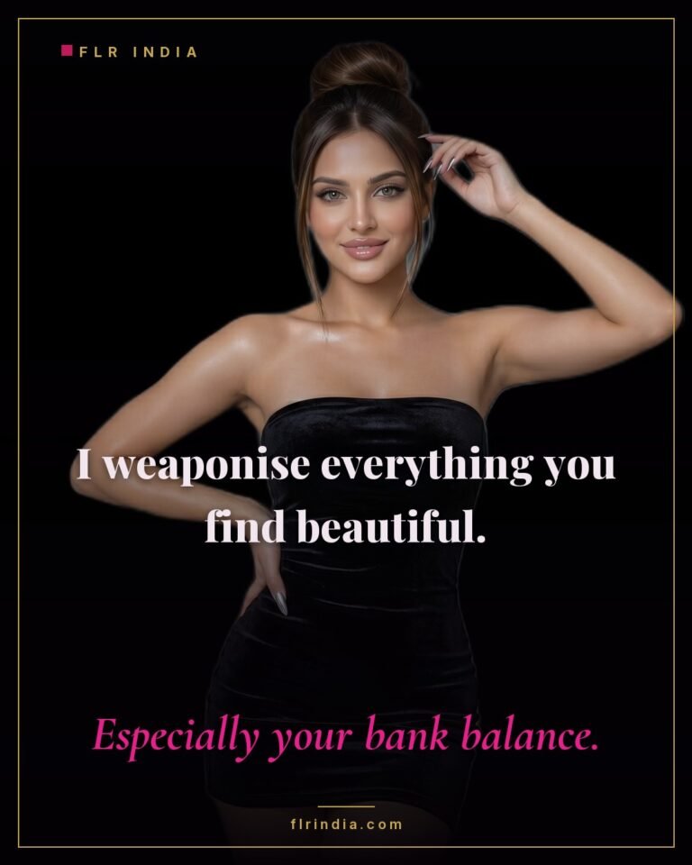Findom caption — Goddess weaponises beauty against her paypig's balance.