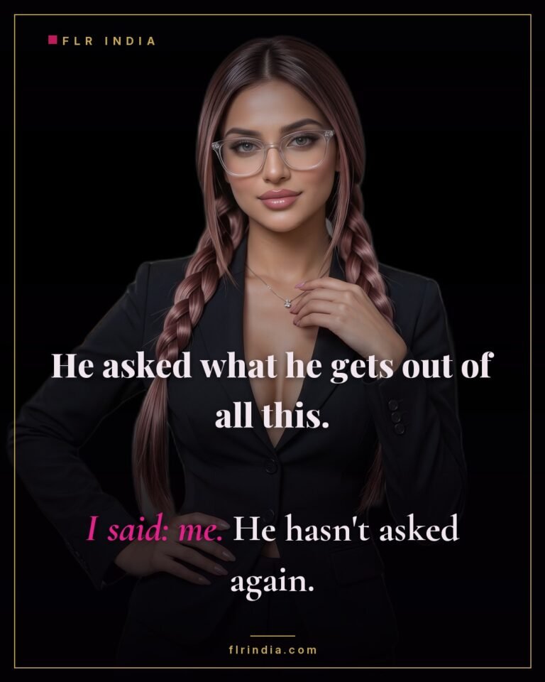 FLR caption — husband asks what he gets from the dynamic; his wife answers simply, her.