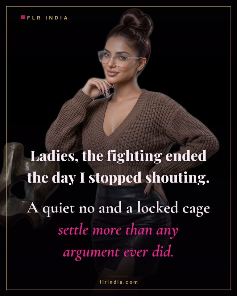 FLR caption — wife explains that arguing ended when she stopped shouting and started locking.