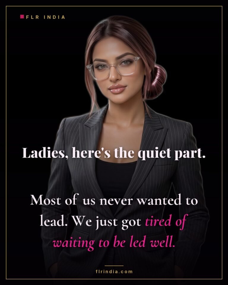 FLR caption — an experienced wife admits most women didn't want to lead, they got tired of waiting to be led well.