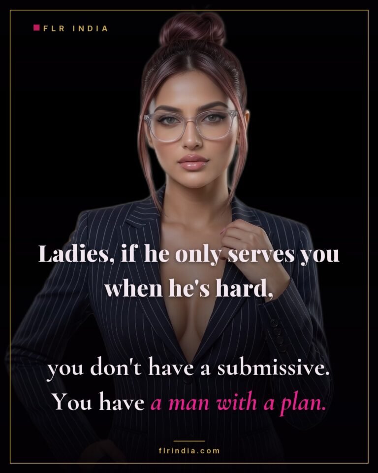 FLR tips caption — if he only serves when aroused, he isn't submissive, he's negotiating.