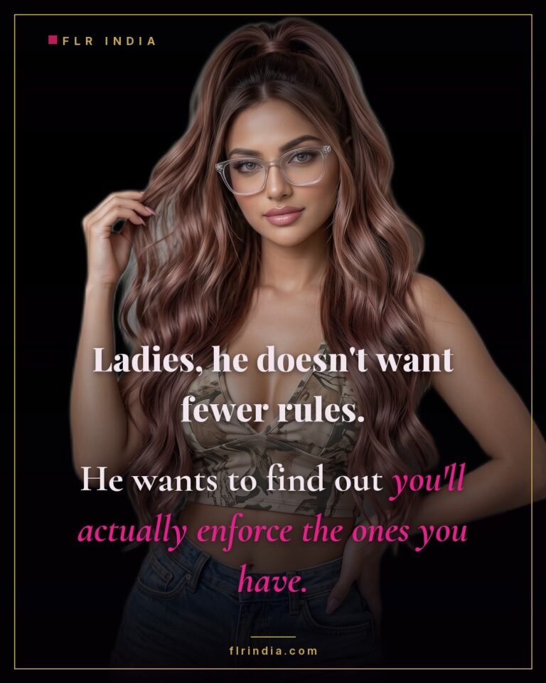 FLR tips caption — experienced FLR wife advises women that men want enforced rules, not fewer rules.