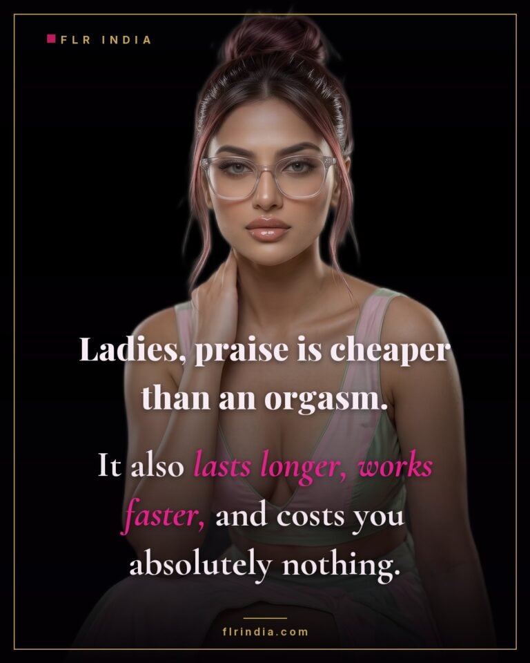 FLR tips caption — praise costs nothing and trains a submissive husband better than orgasms.