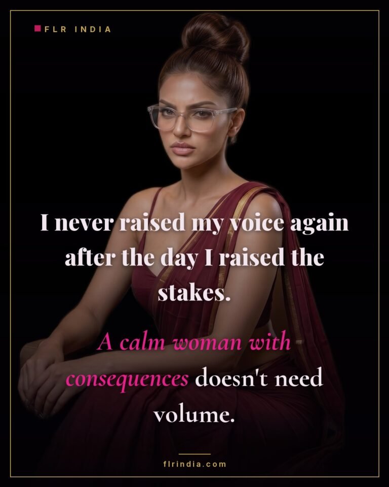FLR tips caption — experienced FLR wife tells women a calm woman with real consequences needs no shouting.